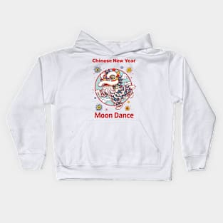 Moon Dance: Vibrant Chinese Lion Celebration Kids Hoodie